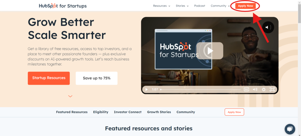 HubSpot for Startups: Hubspot starter sign up