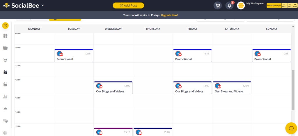 SocialBee: Scheduling