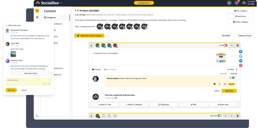 SocialBee: Team Collaboration and Roles feature