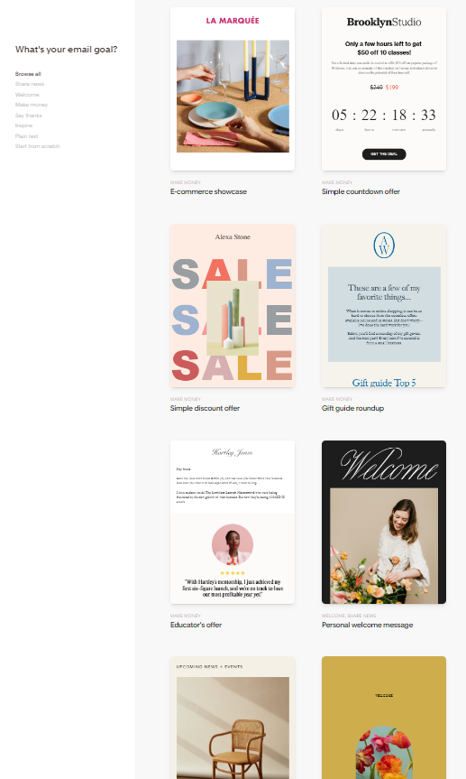 Flodesk review: Template variety