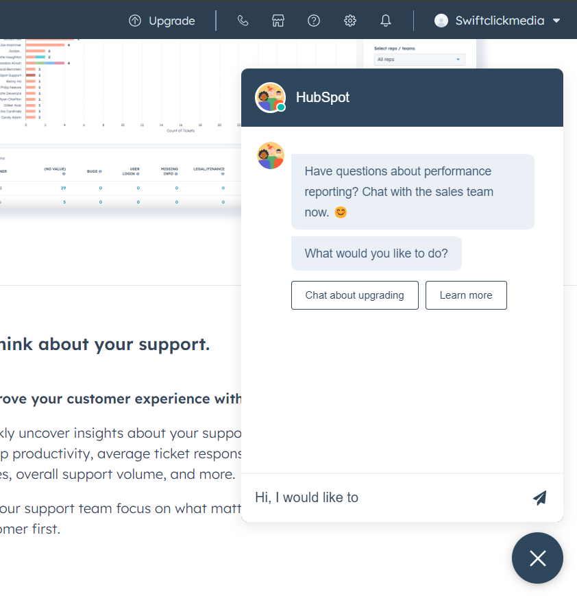 HubSpot for Startups: Customer live chat