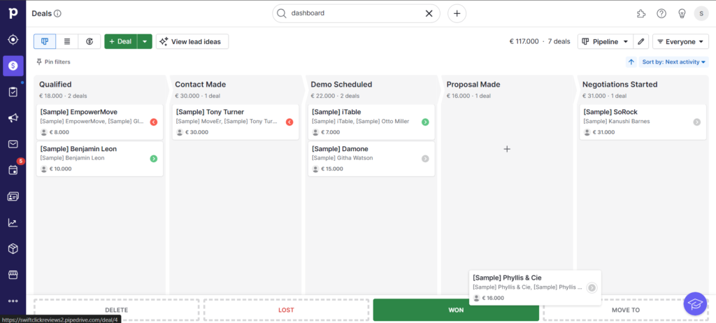 pipedrive: Sales movement cards