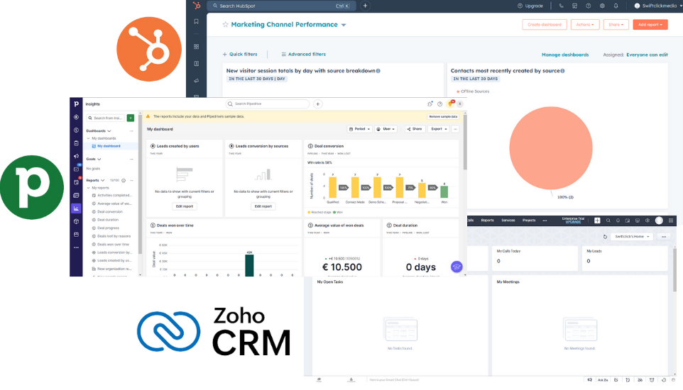 pipedrive: Dashboard difference - Zoho CRM, Hubspot CRM